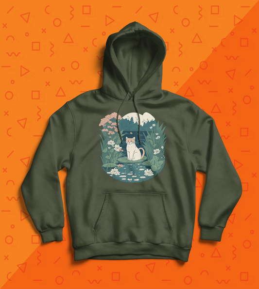 Cat On A Lily Pad Hoodie